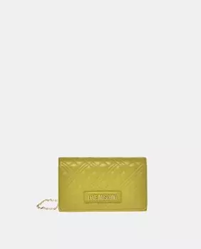 Маленький светло-зеленый стеганый клатч с клапаном Love Moschino, светло-зеленый