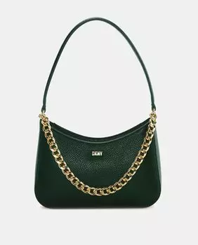 Маленький темно-зеленый хобо из ясеня с цепочкой DKNY, темно-зеленый