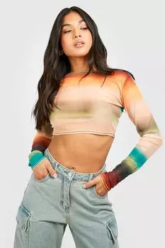 Маленький топ с абстрактным принтом Boohoo, оранжевый