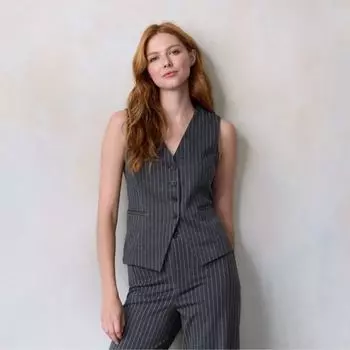 Маленький удлиненный жилет с V-образным вырезом Lc Lauren Conrad, серый