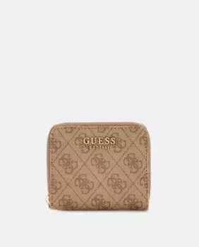 Маленький женский кошелек для монет на молнии Guess, коричневый