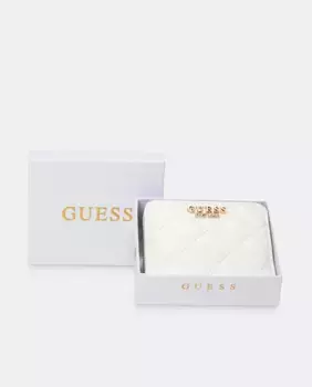 Маленький женский кошелек для монет на молнии Guess, белый