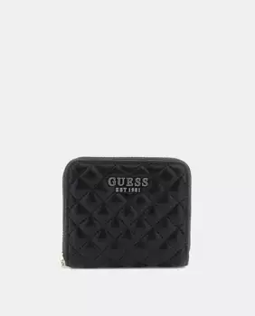 Маленький женский кошелек для монет на молнии Guess, чёрный