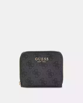 Маленький женский кошелек для монет на молнии Guess, темно-серый