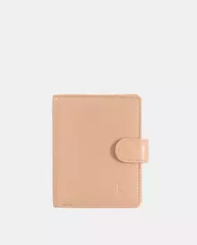 Маленький женский кошелек Dudu из телячьей кожи наппа розового цвета с застежкой на пуговицы, цвет Nude