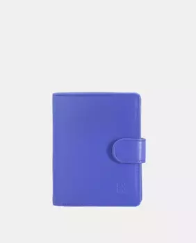 Маленький женский кошелек Dudu из телячьей кожи наппа синего цвета с застежкой на пуговицы