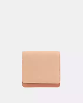 Маленький женский кошелек Dudu из телячьей кожи наппа розового цвета с клапаном и застежкой на пуговицы, цвет Nude