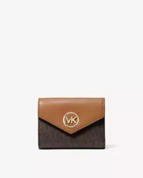 Маленький женский кошелек Greenwich с логотипами Michael Michael Kors, цвет Natural