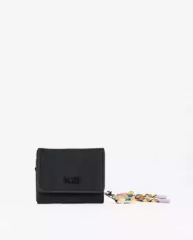 Маленький женский кошелек из черного прорезиненного нейлона PACOMARTINEZ, черный