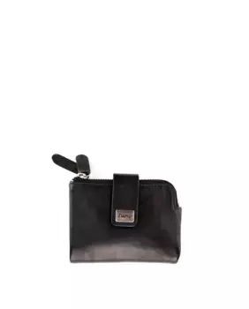 Маленький женский кошелек из мягкой мытой кожи Stamp, черный