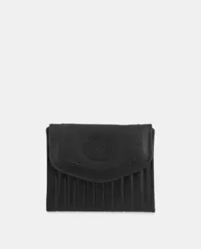 Маленький женский кошелек из яловой кожи черного цвета El Potro, черный