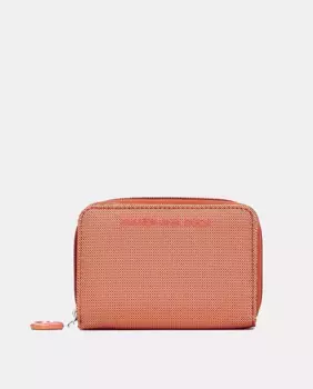 Маленький женский кошелек Mandarina Duck черного цвета с фирменными деталями, оранжевый