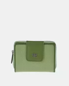 Маленький женский кошелек Pierre Cardin из кожи с тиснением в елочку, зеленый