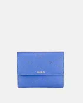 Маленький женский кошелек YANCCI из кожи с ромбовидной строчкой в виде узора, светло-голубой