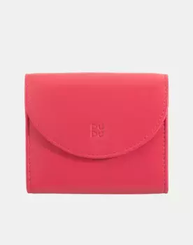 Маленький женский кожаный кошелек с клапаном и внутренней молнией Dudu, коралловый
