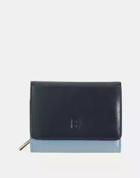 Маленький женский кожаный кошелек с монетницей Dudu, темно-синий