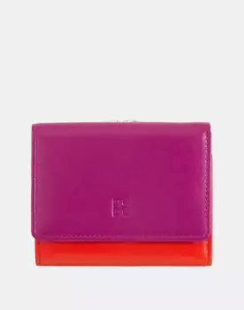 Маленький женский кожаный кошелек с застежкой «клик-клак» Dudu, цвет Fucsia