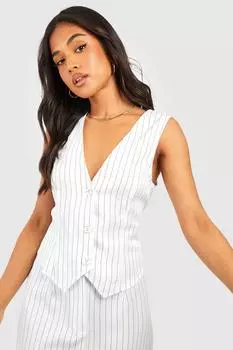 Маленький жилет в тонную полоску Boohoo, экру
