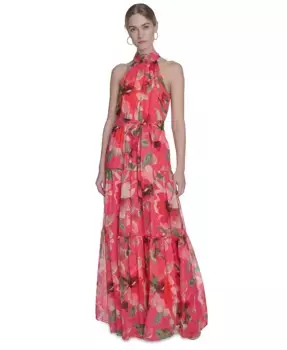 Маленькое платье без рукавов с высоким воротником и завязкой на талии Eliza J, розовый