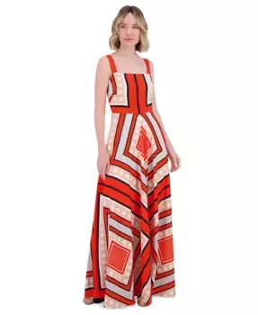 Маленькое платье без рукавов с квадратным вырезом и принтом Eliza J, красный