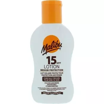 Malibu Солнцезащитный лосьон Sun Spf 15 со средней степенью защиты, водостойкий, обогащенный витаминами, 100 мл
