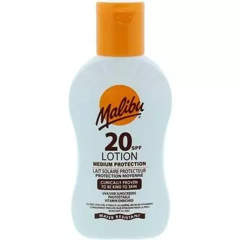 Malibu Солнцезащитный лосьон Sun Spf 20 со средней степенью защиты, водостойкий, обогащенный витаминами, 100 мл