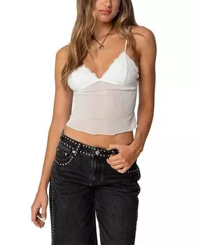 Малика Лейси прозрачный сетчатый топ Edikted, белый