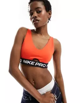 Малиново-красный бюстгальтер с глубоким вырезом Nike Pro Training Indy Nike