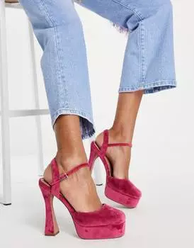 Малиновые туфли на высоком каблуке на платформе ASOS DESIGN Paddle