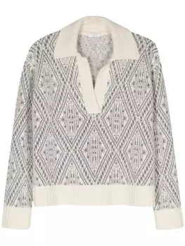 Malo свитер вязки интарсия с узором, белый