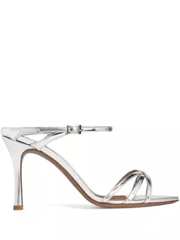 Malone Souliers кожаные мюли Yuna 90 мм, серебристый