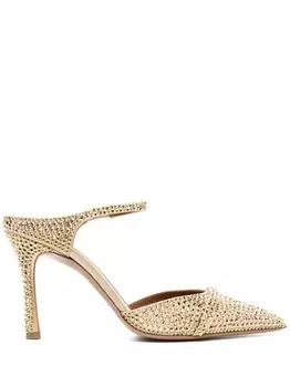 Malone Souliers мюли Uma 90 с кристаллами, золотистый