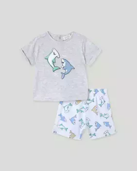 Малыш короткая фантазийная пижама Cotton Juice, синий