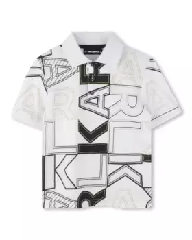 Малыш мальчик рубашка поло с хлопковым принтом Karl Lagerfeld Kids, многоцветный