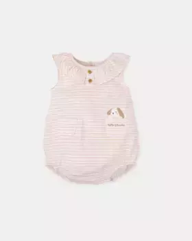 Малышка без рукавов розовый полосатый комбинезон с домашним животным Tutto Piccolo, цвет Rosa