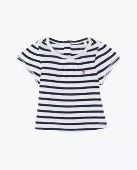 Малышка девочка полосатая футболка с коротким рукавом Tommy Hilfiger, синий