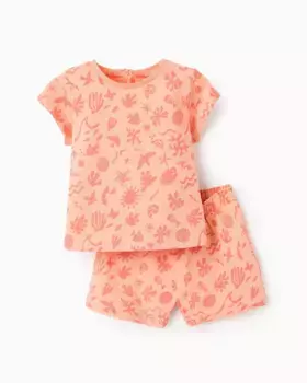 Малышка комплект из футболки и шорт с принтом Zippy, оранжевый
