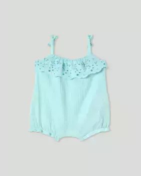 Малышка короткая пижама с рюшами Cotton Juice, синий