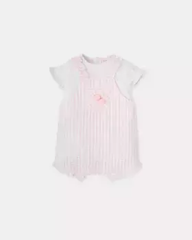 Малышка короткий розовый комбинезон в клетку Tutto Piccolo, цвет Rosa