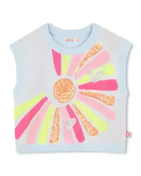 Малышка трикотажная жакет синего хлопкового цвета Billieblush, бирюзовый