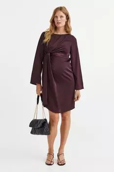 MAMA Атласное платье с драпировкой H&M, бургундия