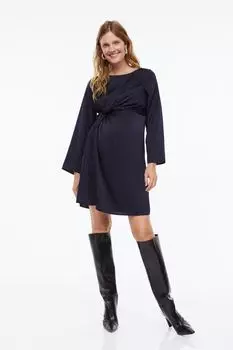 MAMA Атласное платье с драпировкой H&M, военно-морской