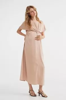 МАМА Атласное платье с узлом H&M, пудрово-розовый