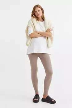 МАМА Бесшовные леггинсы H&M, бежевый меланж