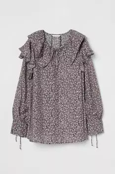 МАМА Блузка с большим воротником H&amp;M, черный/цветы