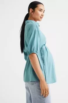 МАМА Блузка с пышными рукавами H&amp;M, бирюзовый