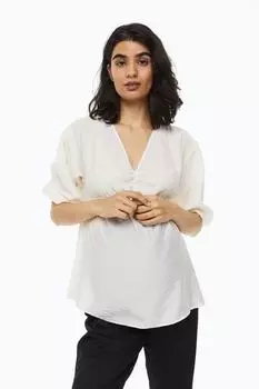 МАМА блузка с V-образным вырезом H&amp;M, сливочный