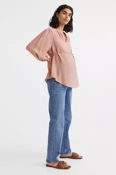 МАМА Блузка с завязывающимся поясом H&amp;M, розовый