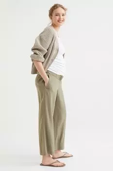 MAMA Брюки до щиколотки H&M, хаки зеленый