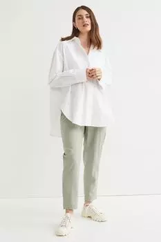 MAMA Брюки из смесового льна H&amp;M, светло-зеленый хаки